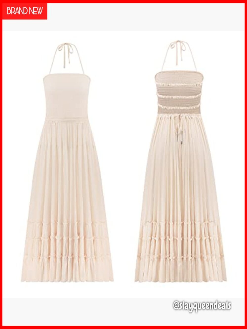 Backless Halter Maxi Dress Boho Summer Sleeveless A-Line - Picture 6 of 7